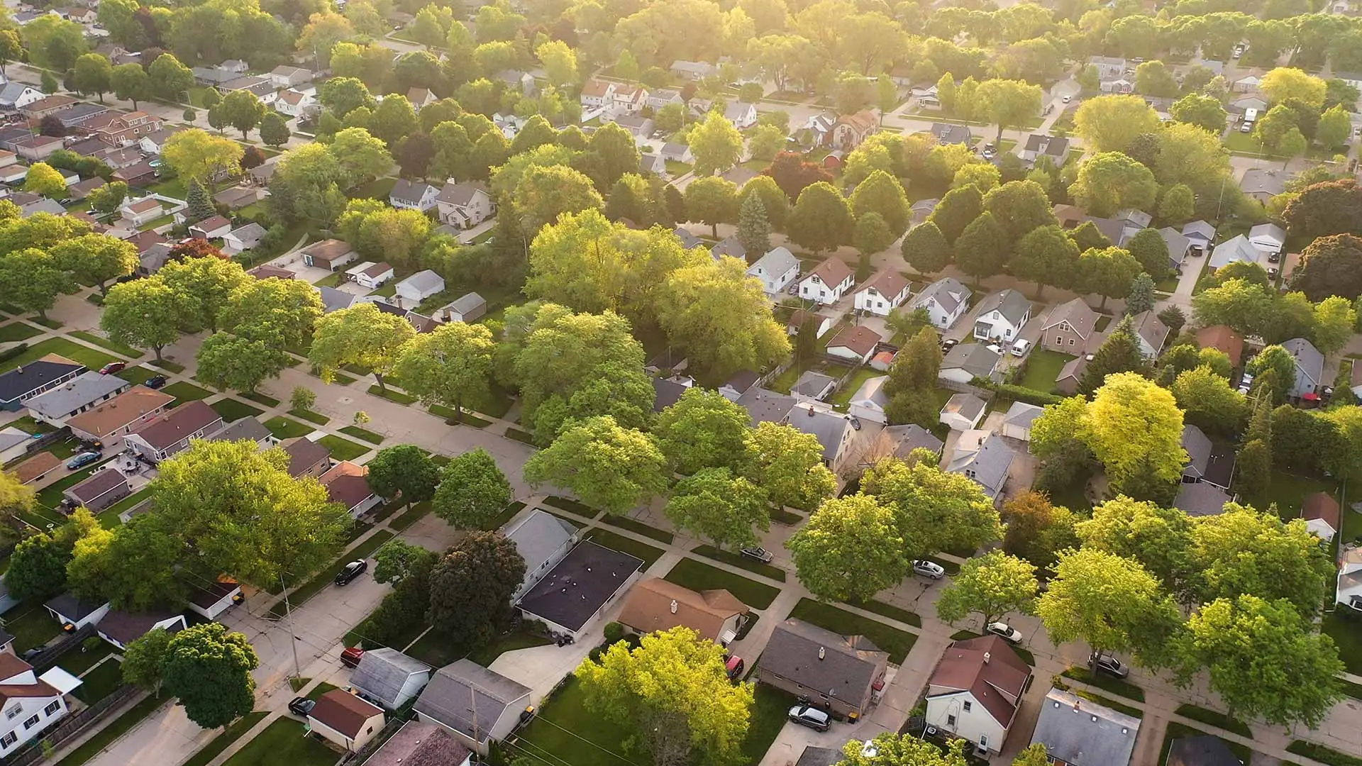 Aerial view of a neighborhood in Wimberley, TX.