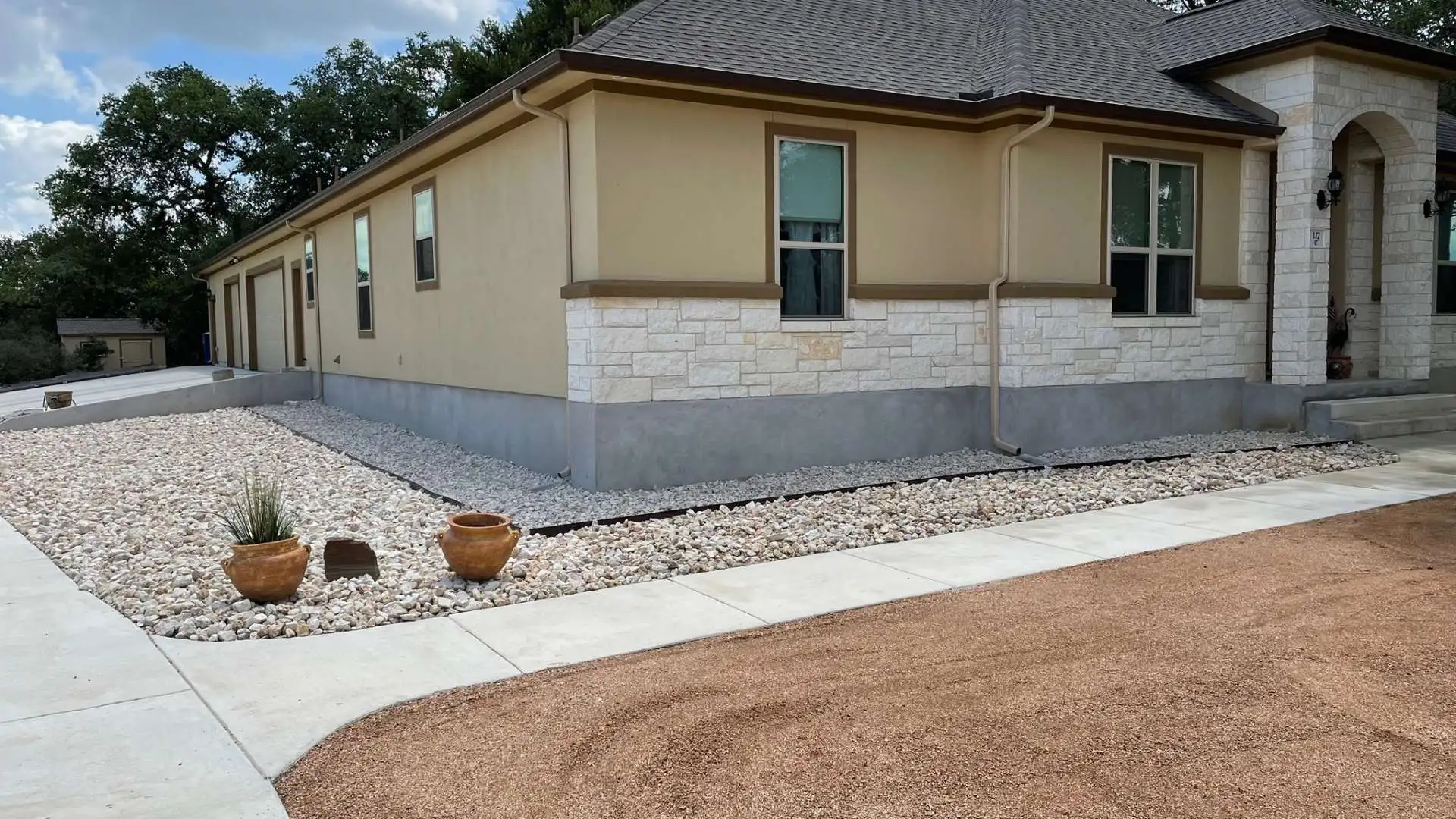 Concrete walkway installation in New Braunfels, TX.