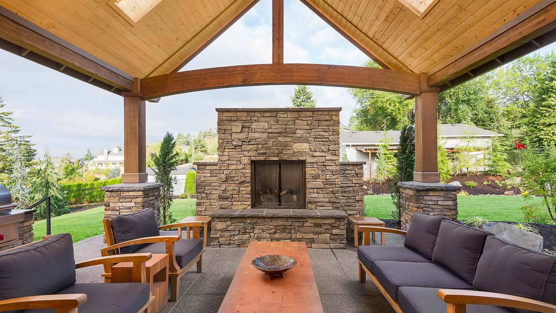 Outdoor fireplace that was financed at a home in New Braunfels, TX.