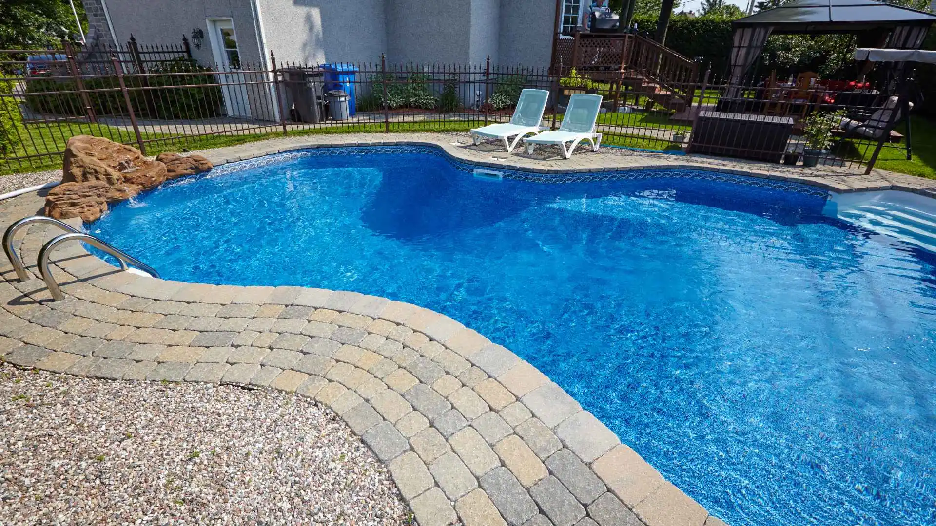 Outdoor built with stone pavers in New Braunfels, TX.