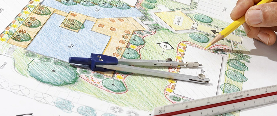 2D design rendering of landscape project in Buda, TX.