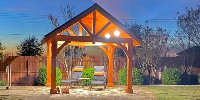 Custom pavilion built by CLC Landscaping for a homeowner in San Marcos, TX.