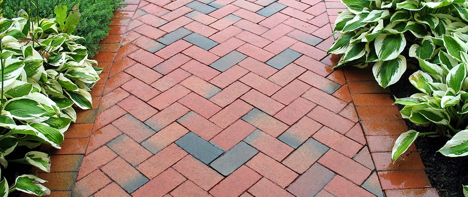 Sprayed down pavers cleaned by professionals in Kyle, TX.