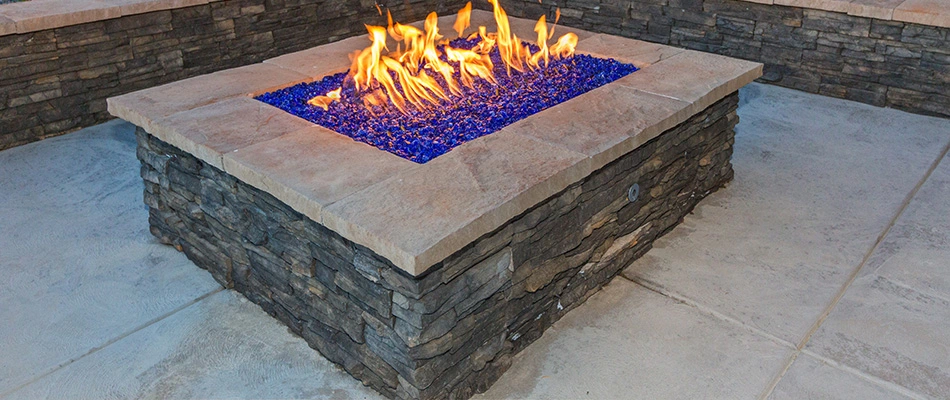 Gas fire pit installed in New Braunfels, TX.