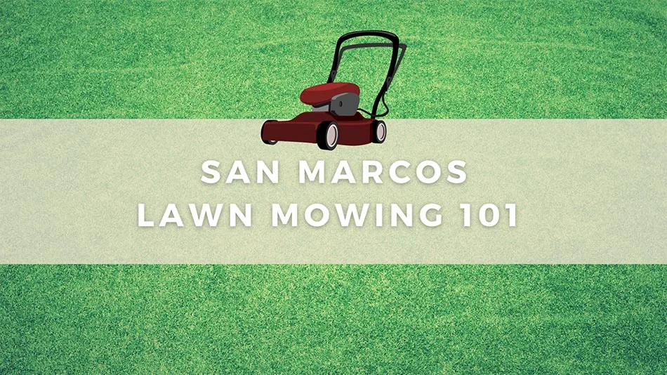 Lawn mowing graphic for San Marcos, Texas.