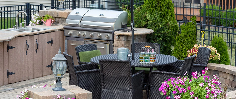Custom built outdoor kitchen for a customer in San Marcos, TX.
