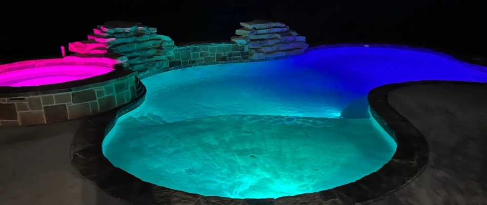 Pool lighting installed for clients in Seguin, TX.