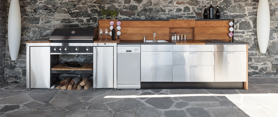 Refrigerator coolers installed with an outdoor kitchen build in New Braunfels, TX.
