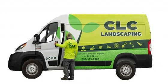 CLC Landscaping service truck in New Braunfels, TX.