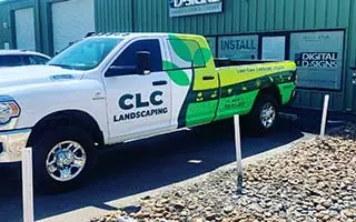 CLC Landscaping work truck in New Braunfels, TX.