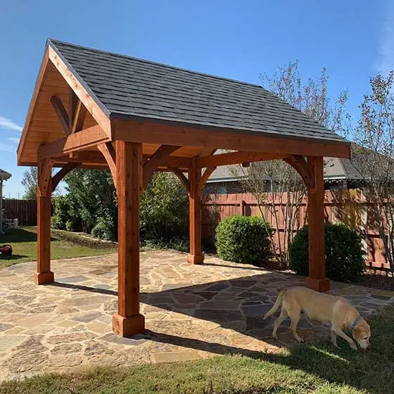 Custom pergola and patio installed at a home in New Braunfels, TX.